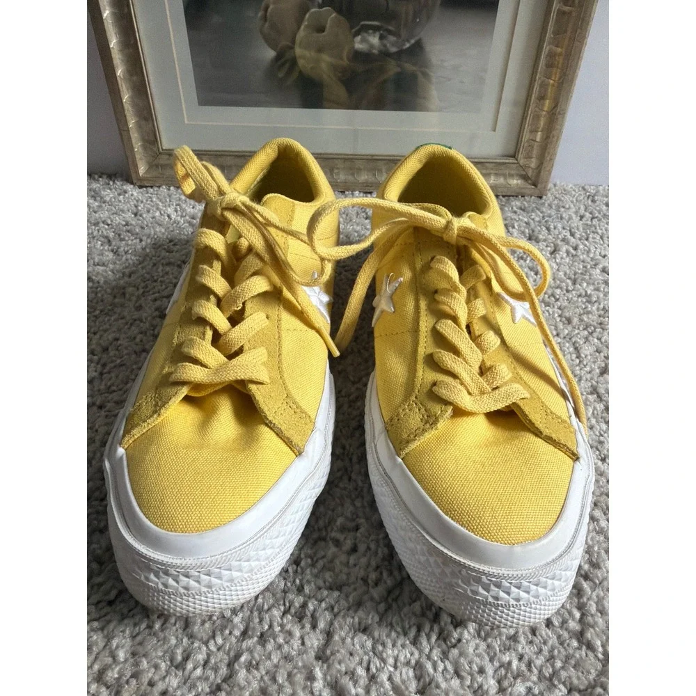 Converse One Star Low Top Yellow‎ Green Canvas Sneakers Mens 5 Womens 7